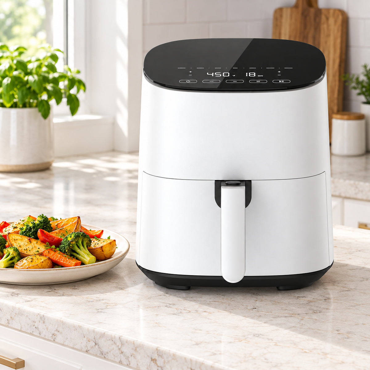 5-Quart Digital Air Fryer with Touch Controls, White