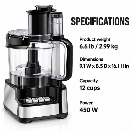 12-Cup Food Processor with Two Speeds and Pulse, Black