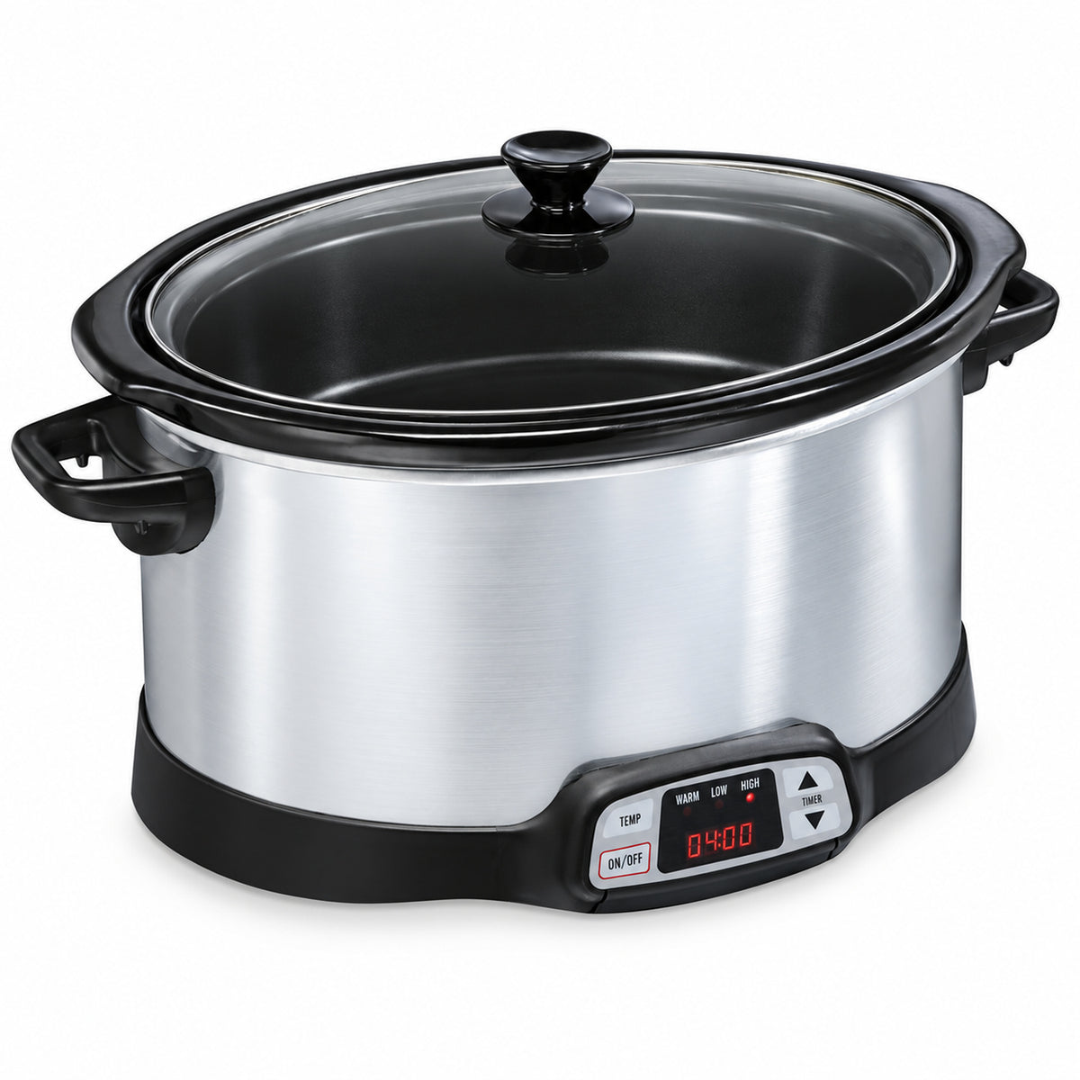 8-Quart Programmable Slow Cooker with Glass Lid, Silver