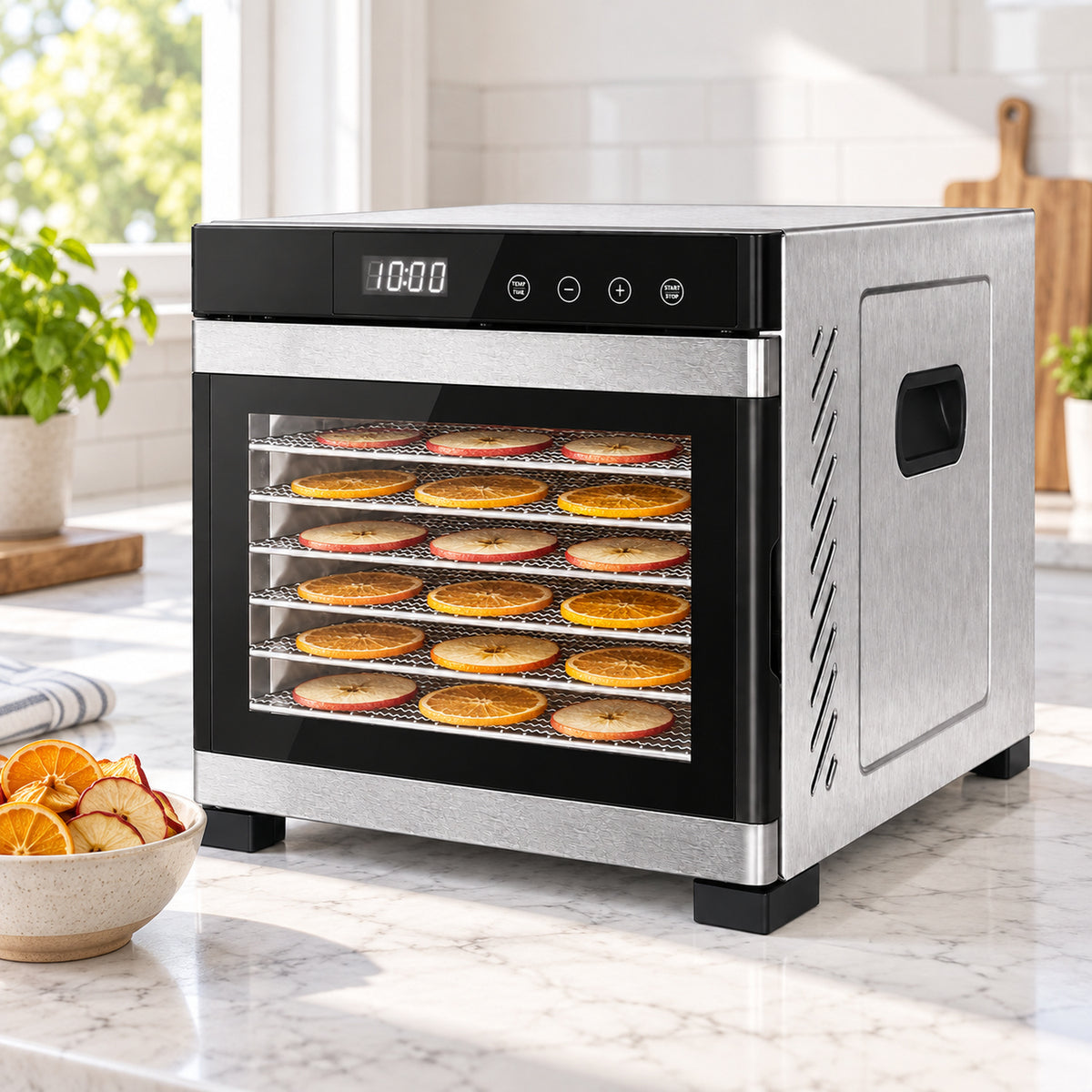 6-Tray Stainless Steel Food Dehydrator with Digital Timer
